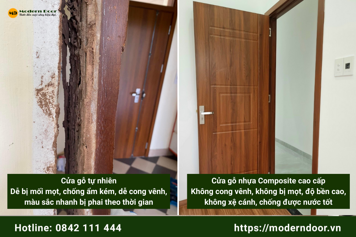 So sánh độ bền của cửa nhựa Composite và cửa gỗ tự nhiên