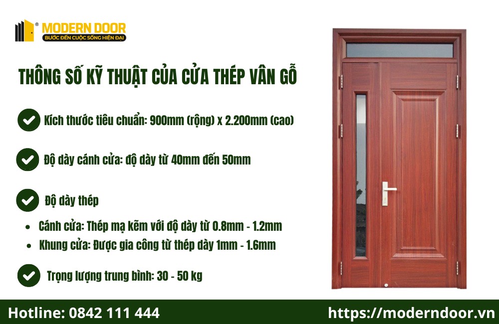 Báo Giá Cửa Thép Vân Gỗ Cao Cấp, Mẫu Đẹp Mới Nhất 2025 51 Các thông số kỹ thuật của cửa thép vân gỗ