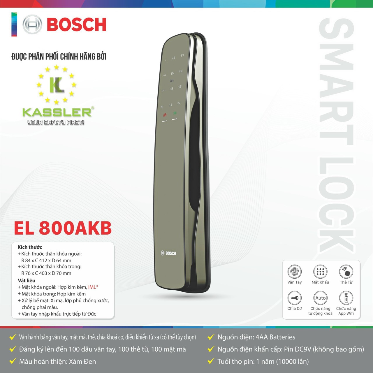 Khóa Điện Tử BOSCH EL800 AKB