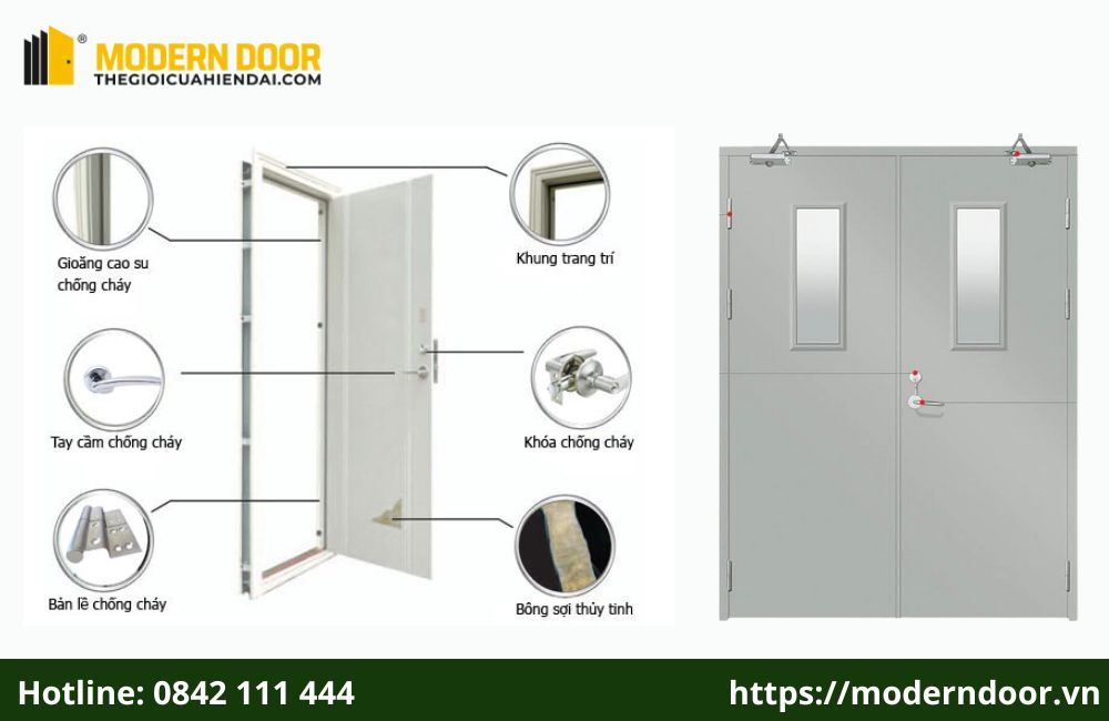 Cấu tạo cửa thép chống cháy EI45 thiết kế và gia công kỹ lưỡng
