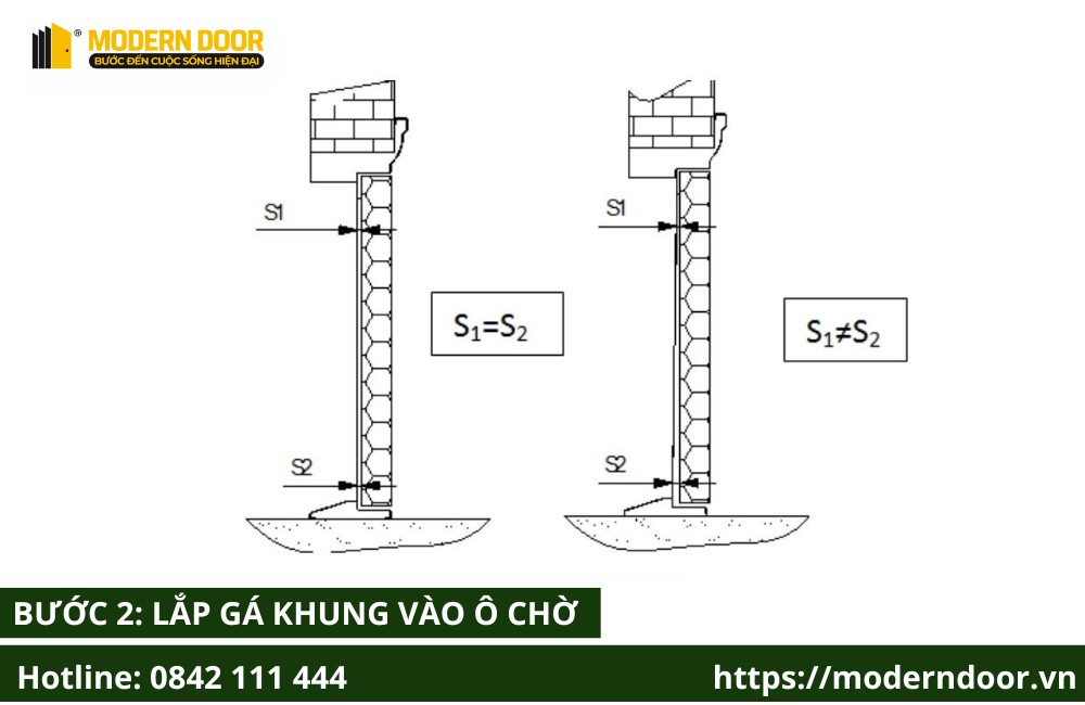 Thực hiện gá lắp khung vào ô chờ