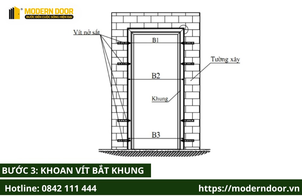 Khoan vít bắt khung vào tường