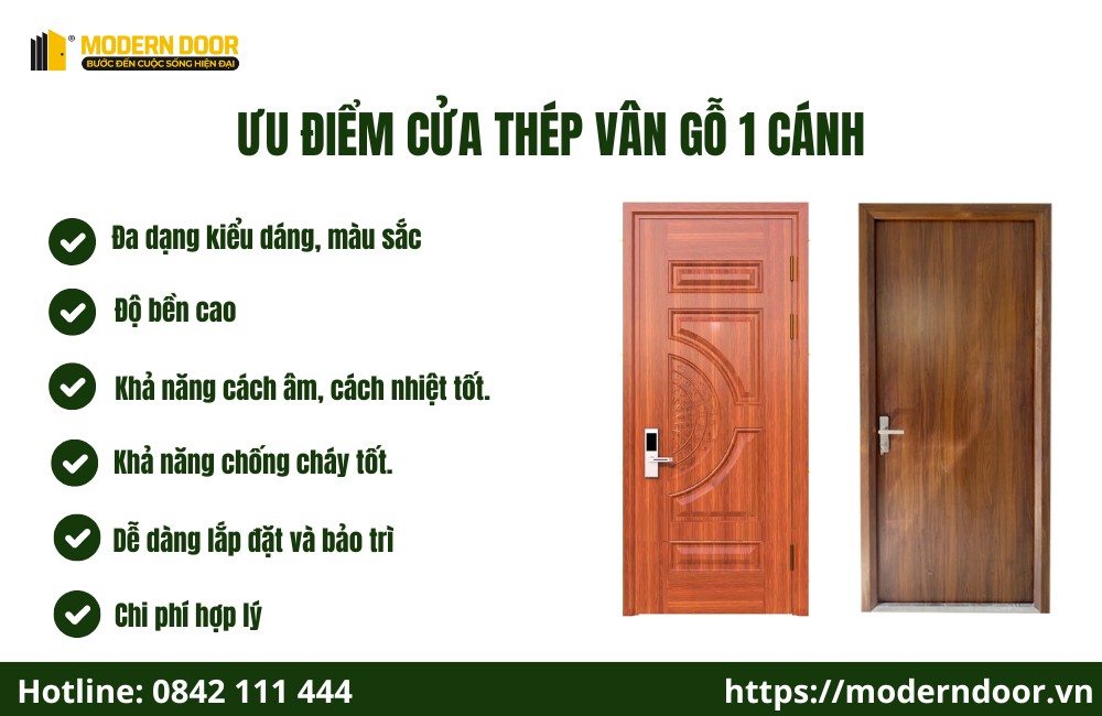 Báo Giá Cửa Thép Vân Gỗ Cao Cấp, Mẫu Đẹp Mới Nhất 2025 56 Ưu điểm cửa thép vân gỗ 1 cánh
