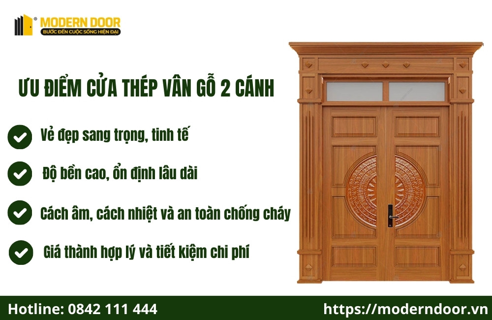 Ưu điểm của cửa thép vân gỗ 2 cánh