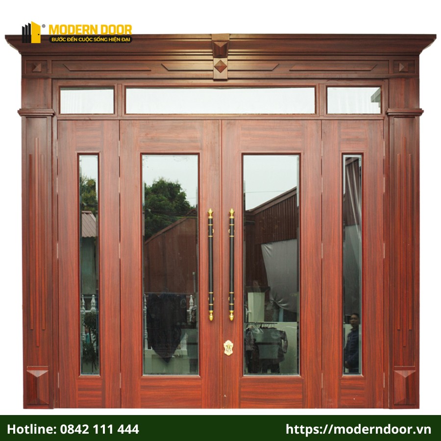 Mẫu cửa thép vân gỗ 4 cánh 1