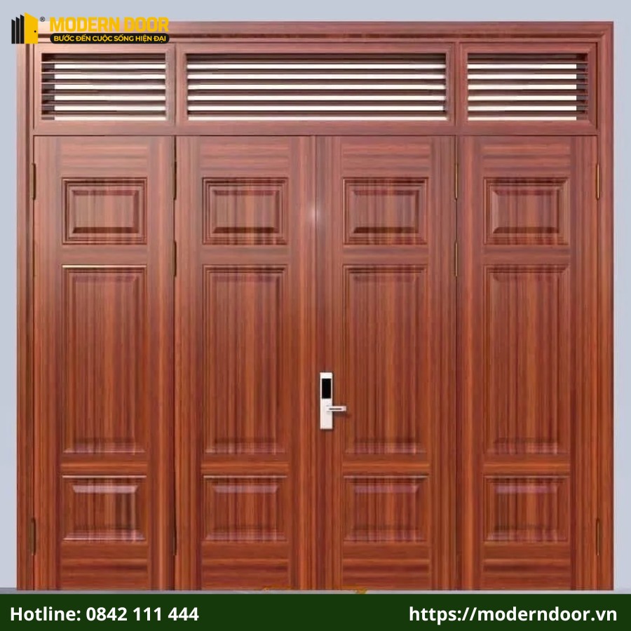 Mẫu cửa thép vân gỗ 4 cánh 3