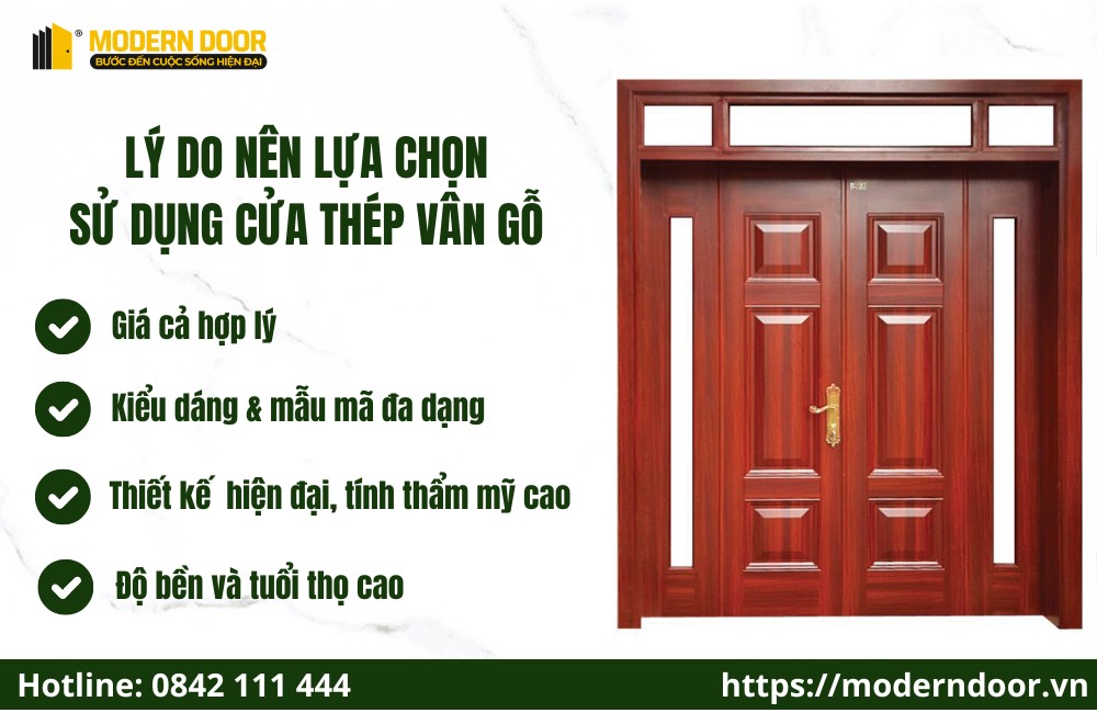 Vì sao nên chọn cửa thép vân gỗ?