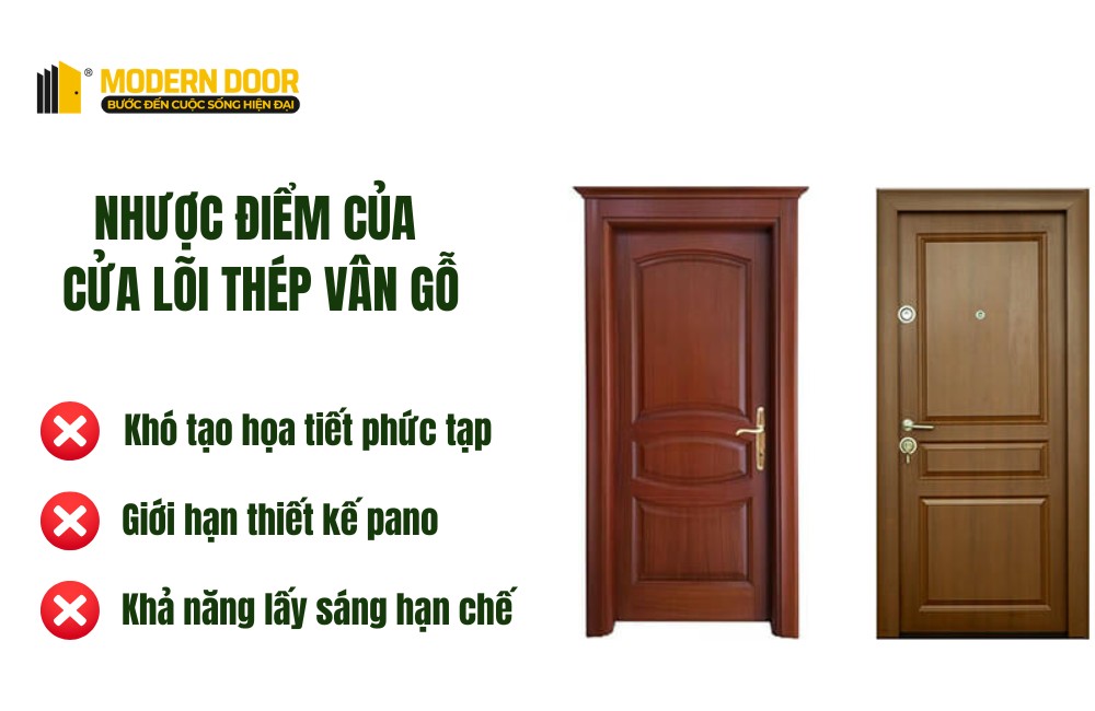 Ưu nhược điểm cửa thép vân gỗ: Có tốt không, có bị gỉ không? 9 Cửa lõi thép vân gỗ vẫn còn một số hạn chế