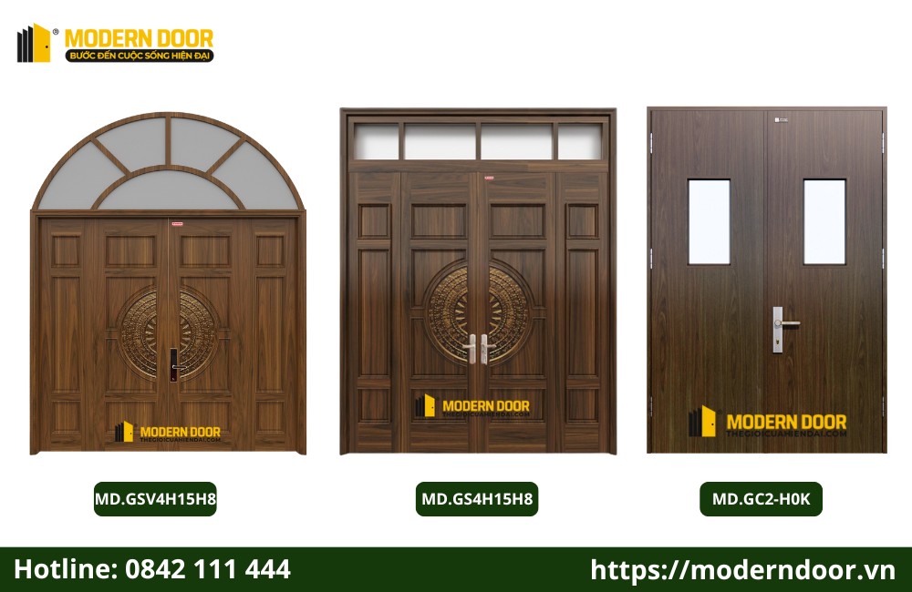 Bảng màu cửa thép vân gỗ cập nhật xu hướng mới 2025 7 Bảng màu cửa thép vân gỗ phong cách hiện đại, cá tính