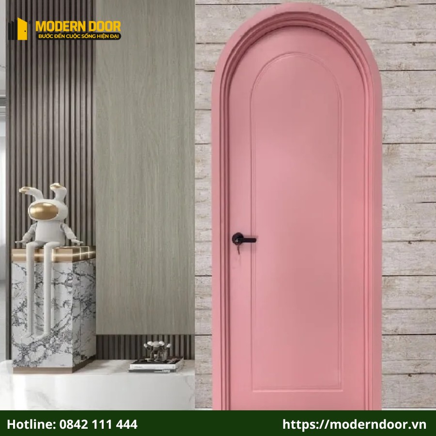 Cửa nhựa composite màu hồng được ứng dụng trong các công trình cần sự khác biệt về thẩm mỹ