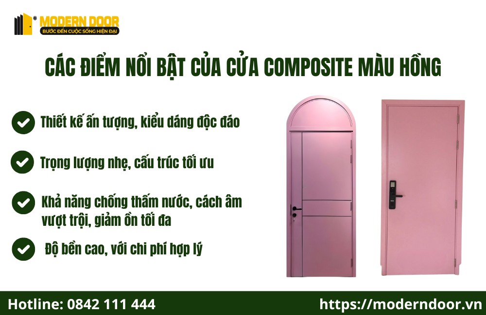 Ưu điểm nổi bật của cửa nhựa composite màu hồng