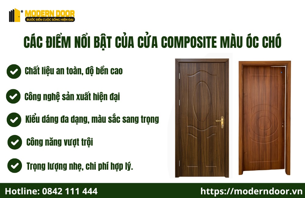 Ưu điểm nổi bật của cửa composite màu óc chó