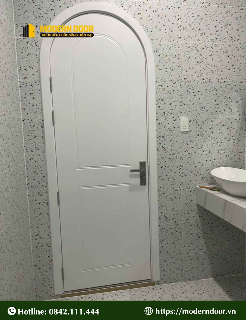 Mẫu cửa vòm nhựa composite 4 - Màu trắng thích hợp dùng cho nhà tắm