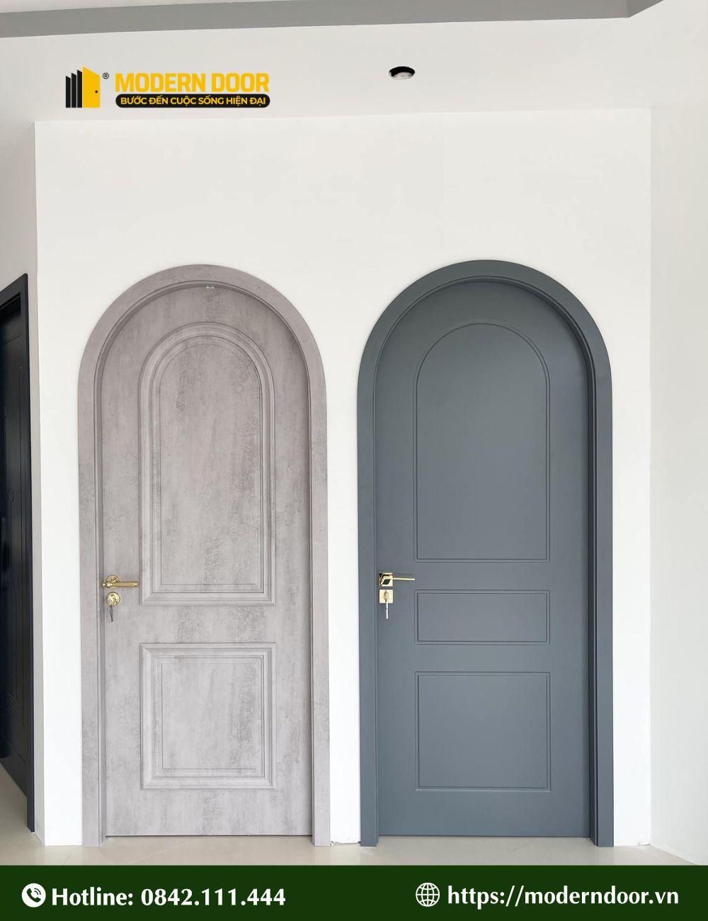 Mẫu cửa vòm nhựa composite 5 - Màu xám lông chuột ấm áp