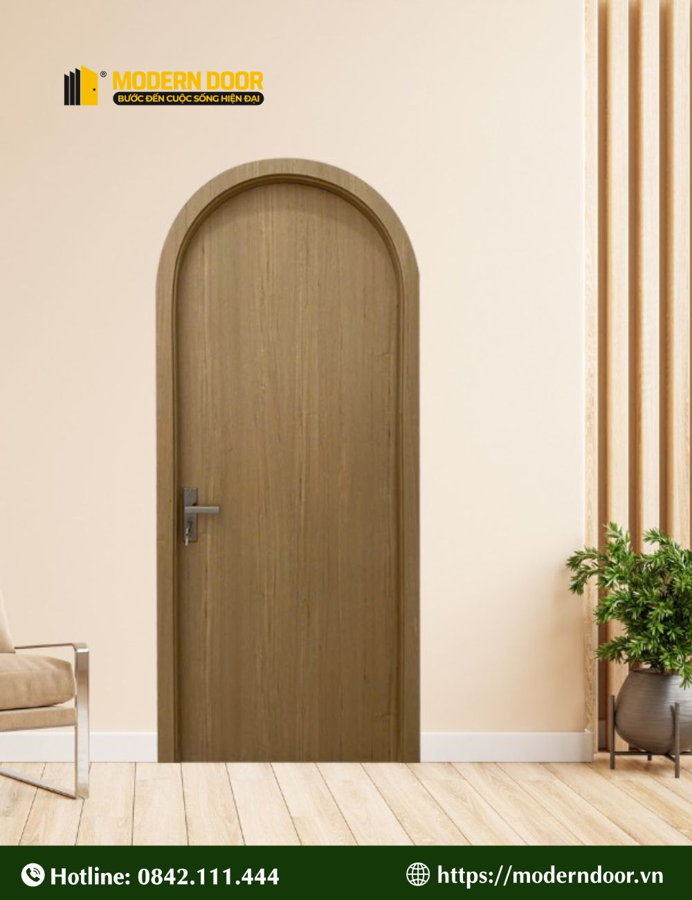 Mẫu cửa vòm nhựa composite 2 - Màu vân gỗ nâu