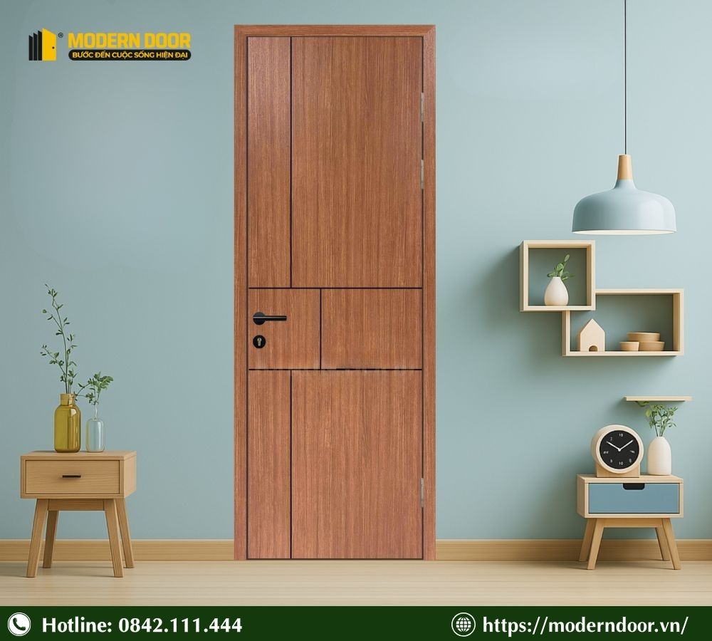 Báo Giá Các Loại Cửa Cách Âm Phòng Ngủ Mới Nhất 2026 41 Mẫu cửa gỗ HDF vân gỗ nâu đỏ, chống ồn, cách âm hiệu quả