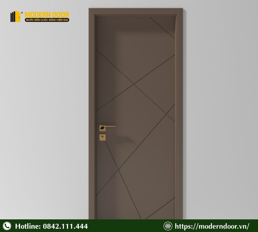 Báo Giá Các Loại Cửa Cách Âm Phòng Ngủ Mới Nhất 2026 43 Mẫu cửa chống ồn màu nâu phối hoa văn chéo ngẫu nhiên chất liệu gỗ MDF