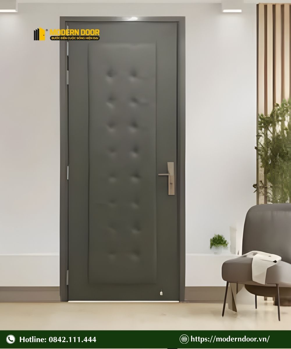 Bảng giá cửa cách âm phòng karaoke mới nhất 2026 26 Mẫu cửa cách âm phòng karaoke số 5, vật liệu gỗ MDF kết hợp phủ lớp cao su làm tăng khả năng chống ồn