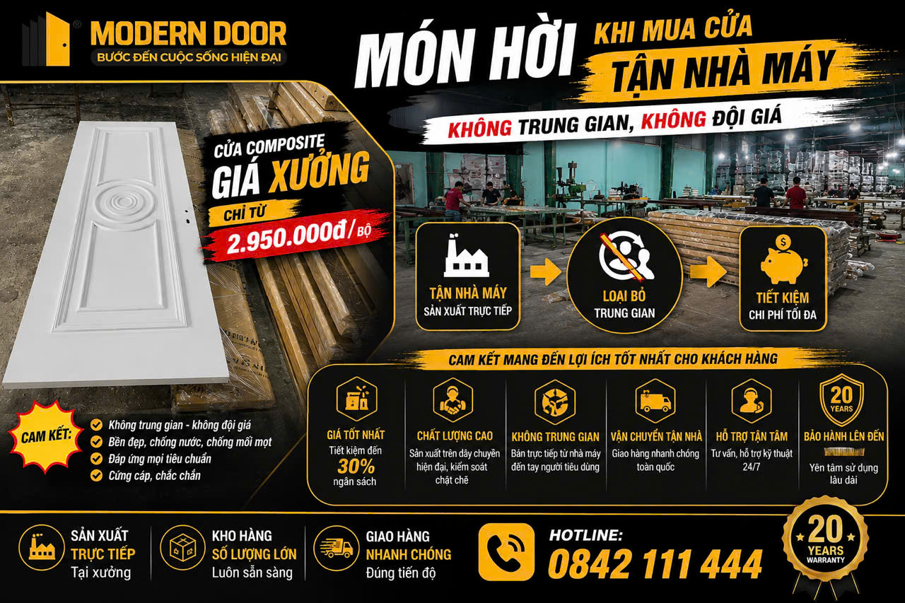 Báo Giá Cửa Nhựa Giả Gỗ Composite Cao Cấp Tháng 5/2026 117 Modern Door